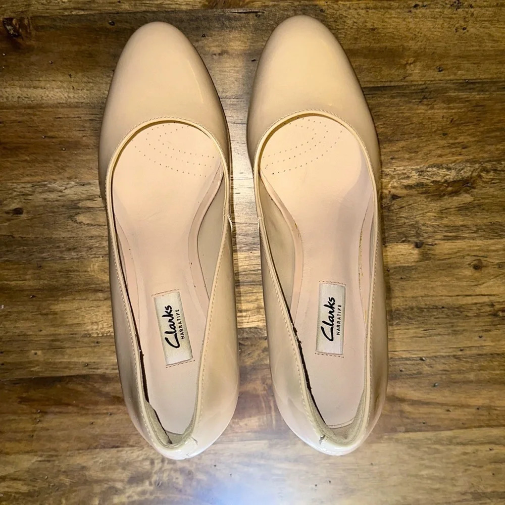 CLARKS NARRATIVE KENDRA SIENNA NUDE PATENT ROSE PALE LEATHER 9.5 WOMEN SHOE - Picture 16 of 16